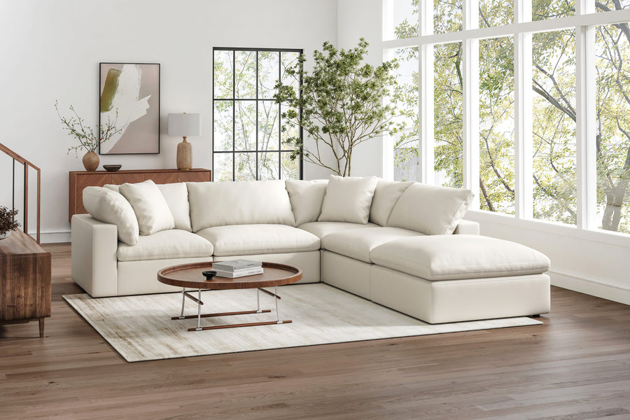 Valencia Ophelia Fabric Modular Sectional Sofa, 5 Seaters Right Sectional, Beige