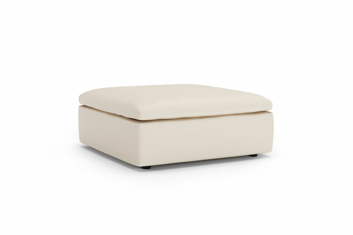 Valencia Claire Top Grain Leather Cloud Feel Ottoman, Beige