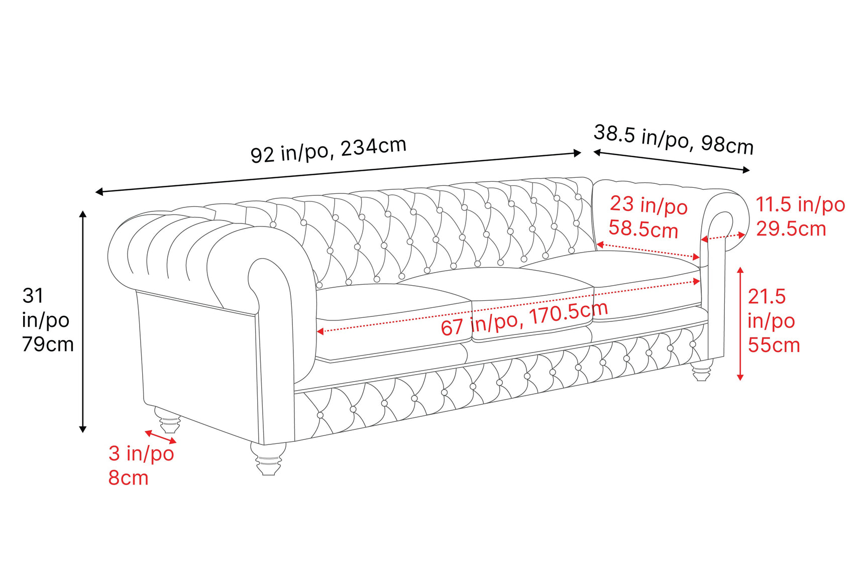 Parma Leather Chesterfield Lounge