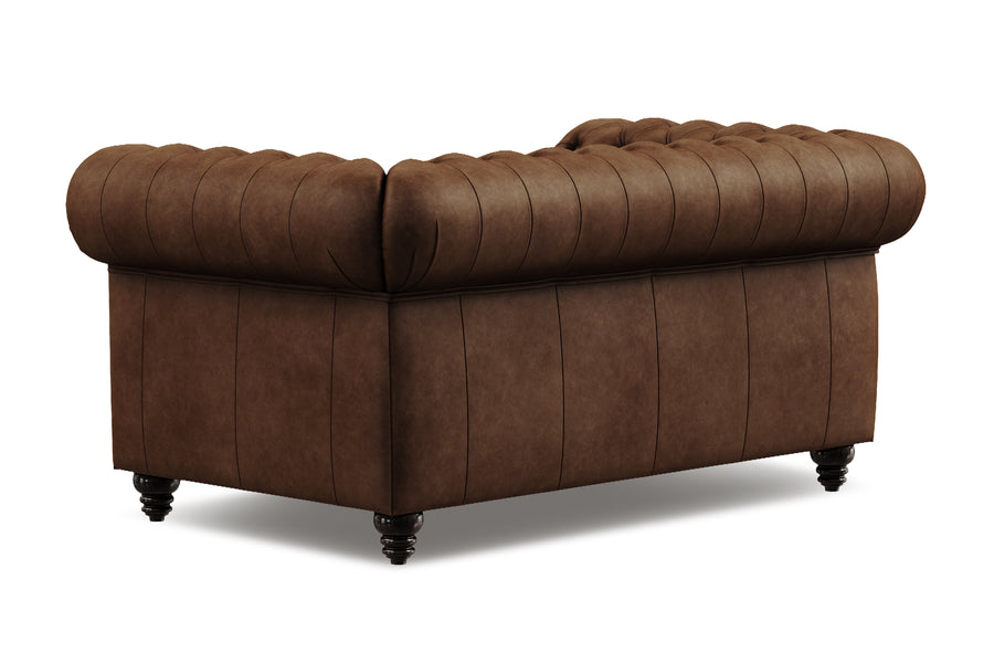 Valencia Parma 64" Full Aniline Leather Chesterfield Loveseat Lounge, Dark Chocolate