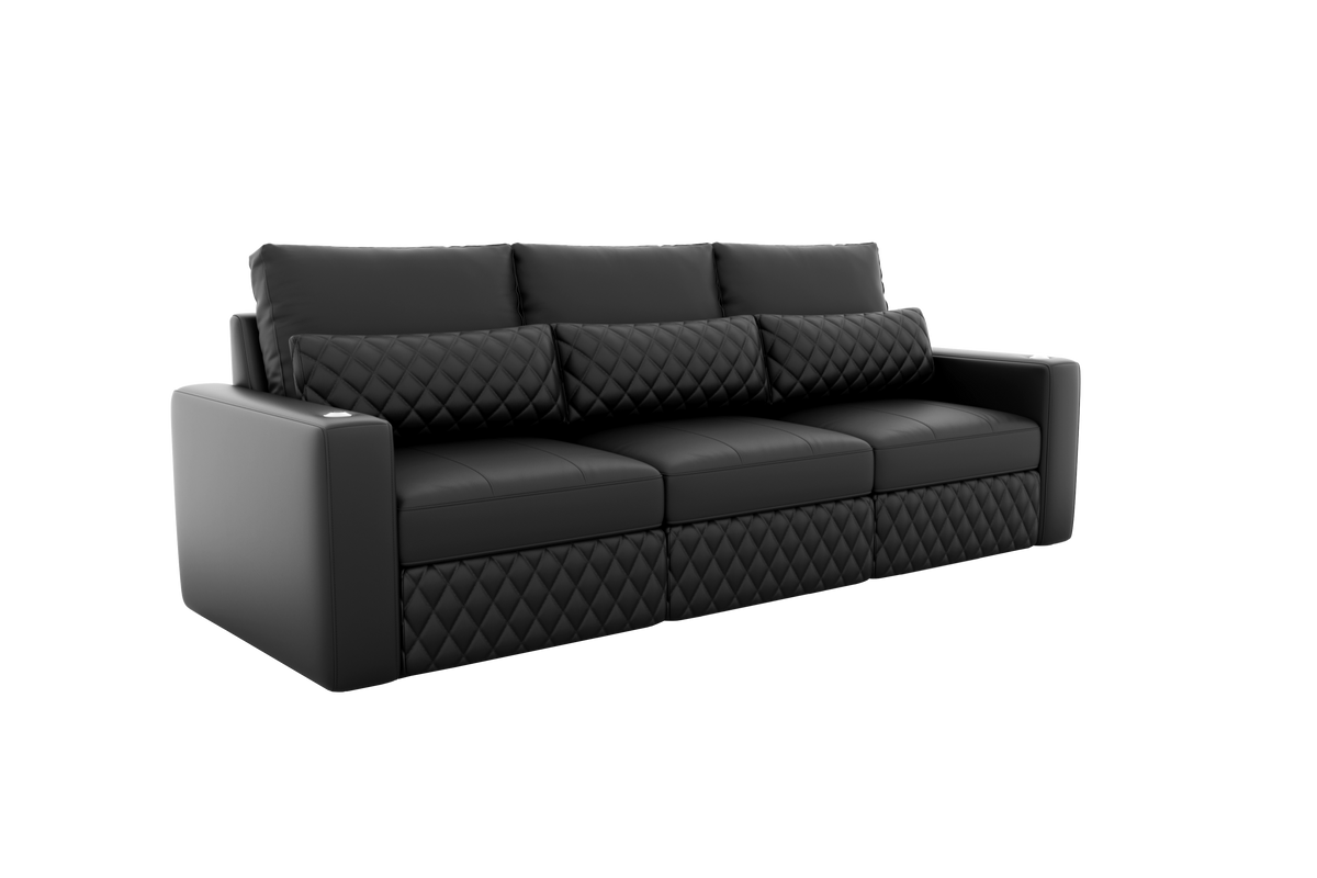 Valencia Pisa Top Grain Nappa 11000 Leather Lounge Sectional Lounge, Three Seats, Black