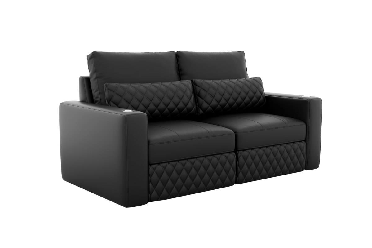 Valencia Pisa Top Grain Nappa 11000 Leather Lounge Sectional Lounge, Loveseat, Black