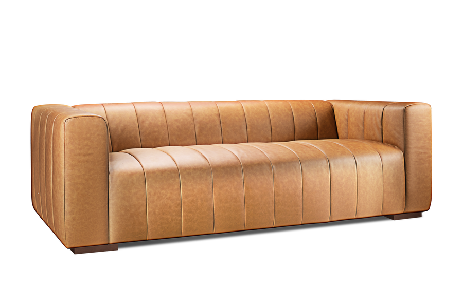 Valencia Victoria Top Grain Leather Three Seats Lounge, Cognac