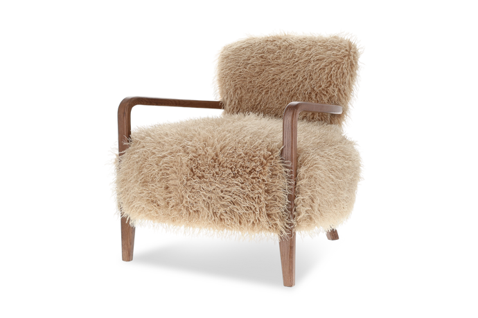 Valencia Willow Faux Sheepskin Accent Chair, Beige Color