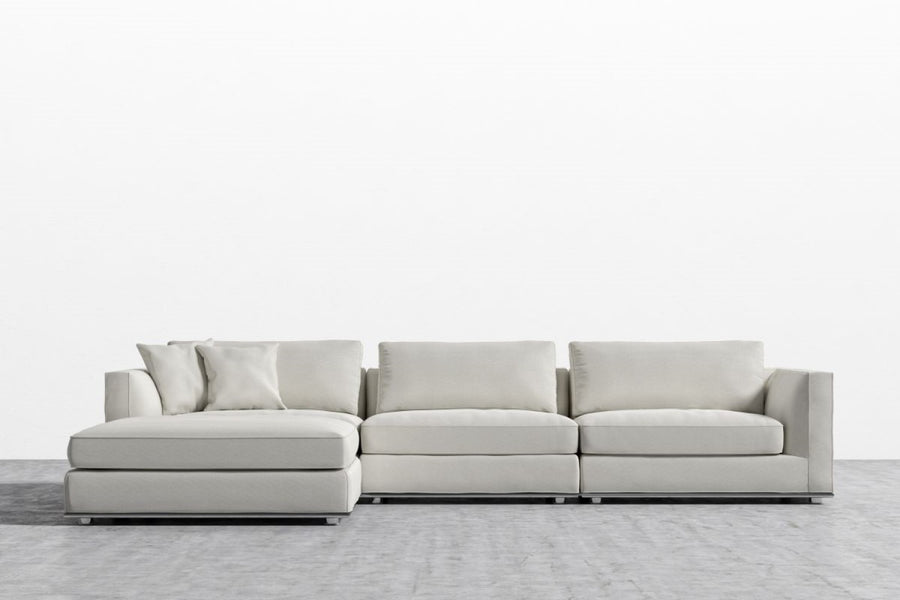 Valencia Quartz Fabric Modular Sectional Sofa, Light Grey