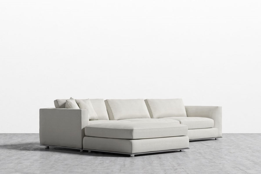 Valencia Quartz Fabric Modular Sectional Sofa, Light Grey