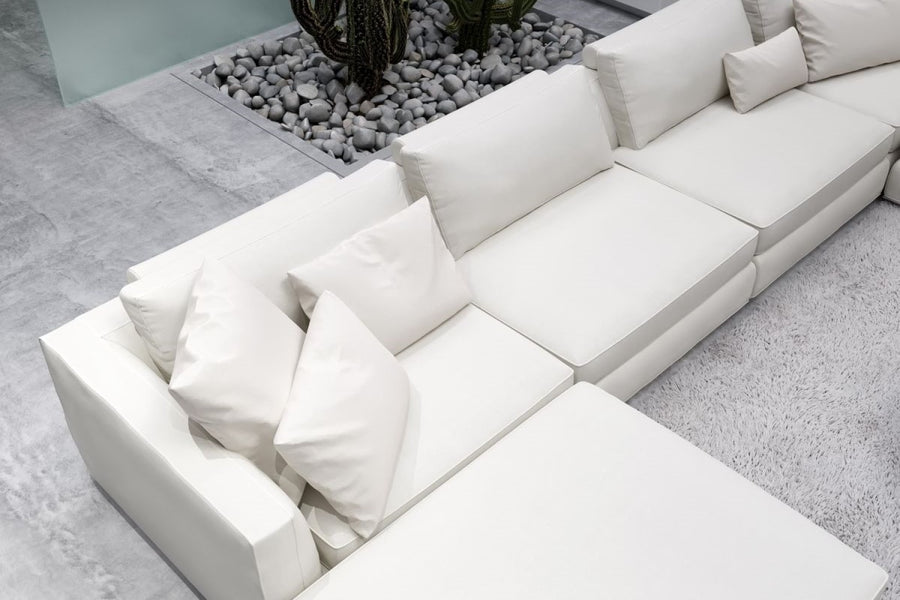 Valencia Quartz Fabric Modular Sectional Sofa, Light Grey