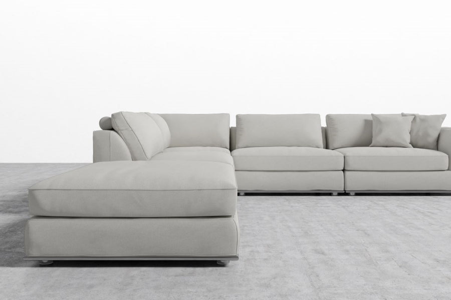 Valencia Quartz Fabric Corner Sectional Sofa, Light Grey