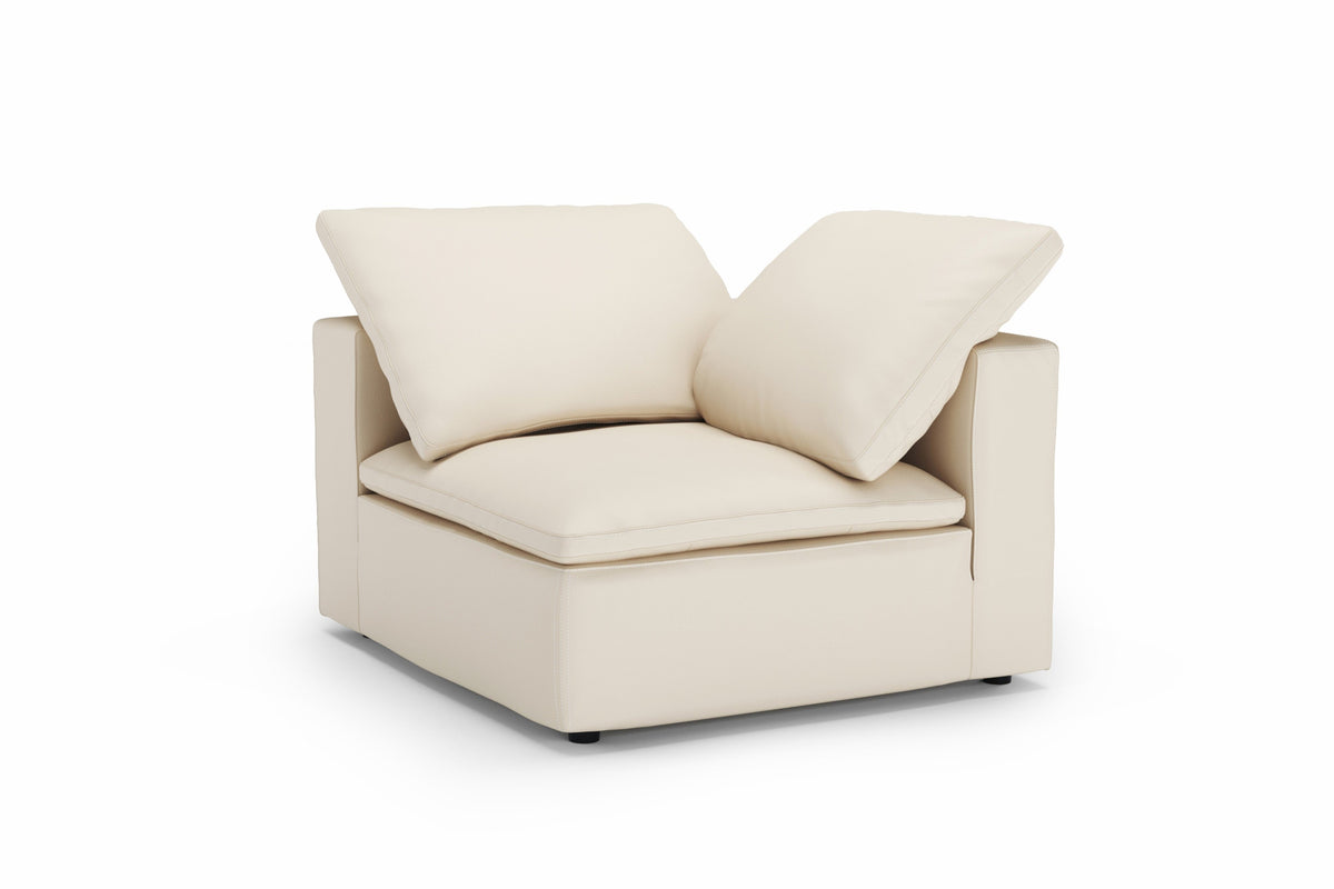 Valencia Claire Top Grain Leather Corner Piece, Beige