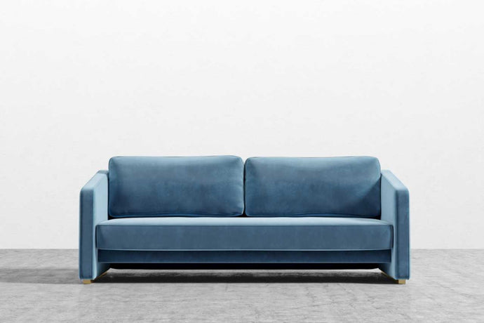 Valencia Sapphire Velvet Fabric Sofa Bed, Aqua