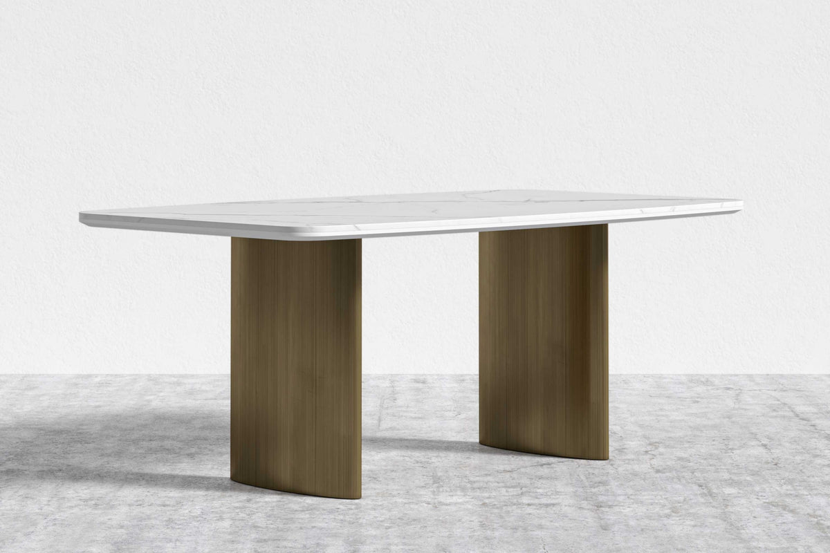 Valencia Selenite Ceramic 95" Dining Table, Ceramic