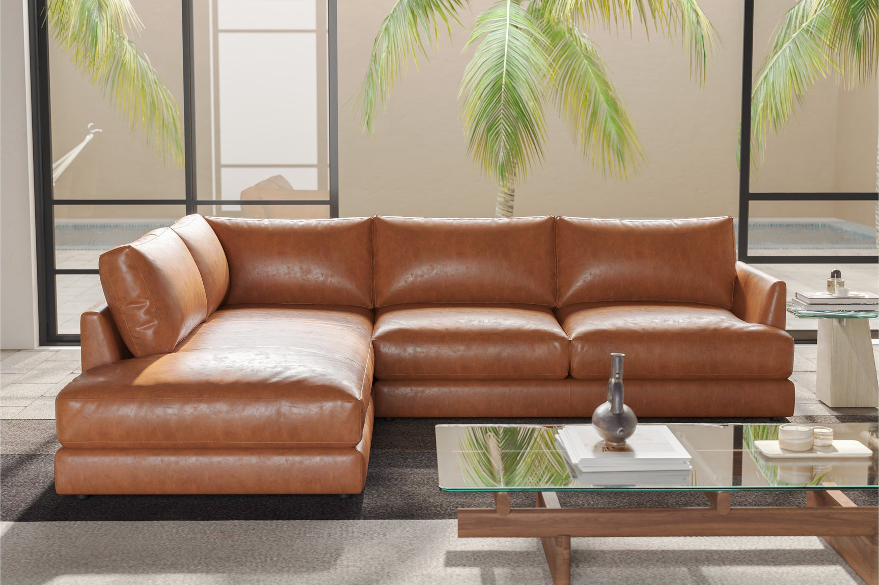 Serena Leather Sectional Lounge