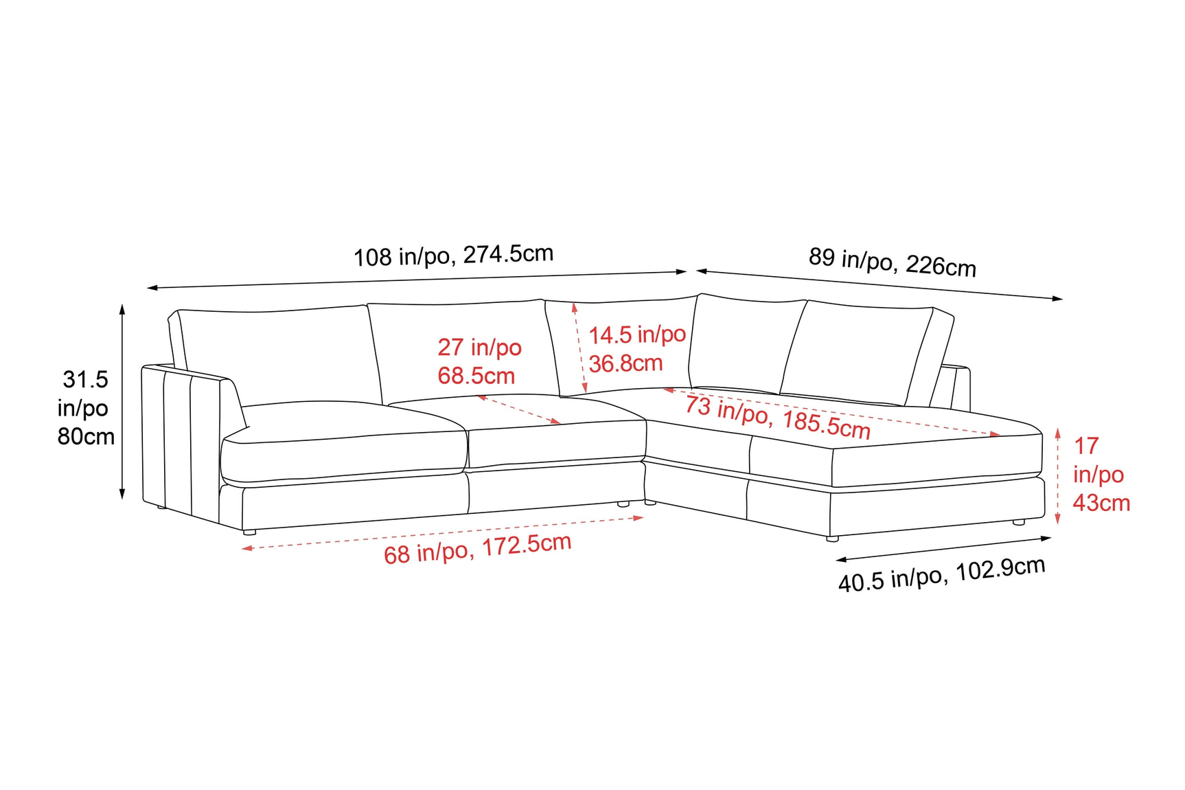 Serena Leather Sectional Lounge