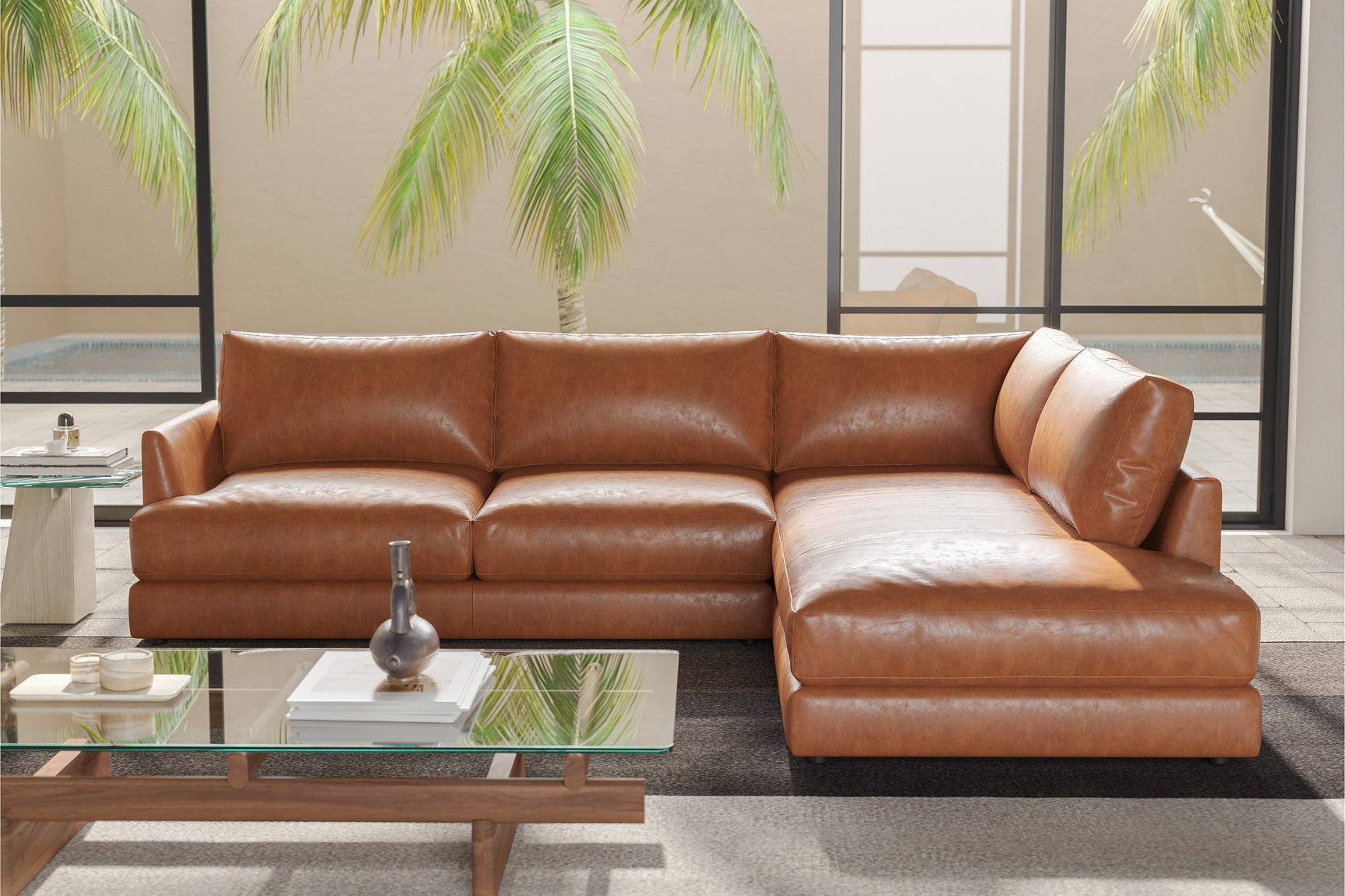 Serena Leather Sectional Lounge