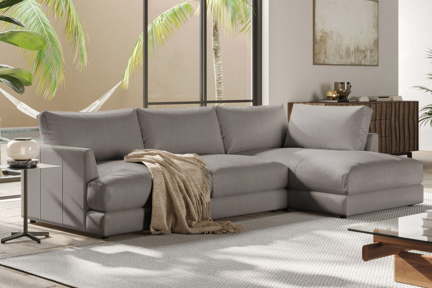 Serena Leather Sectional Lounge