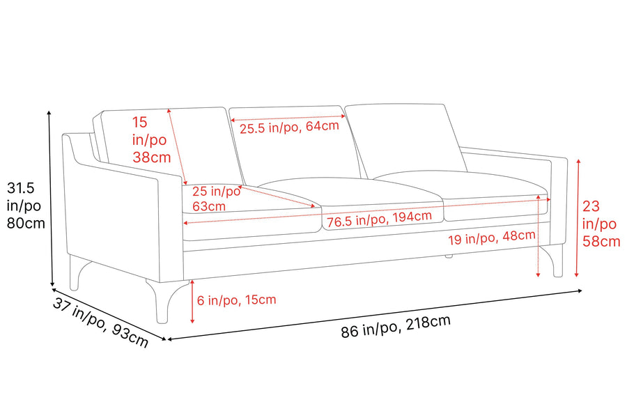 Valencia Hannah Three Seats Leather Sofa, Saddle Tan