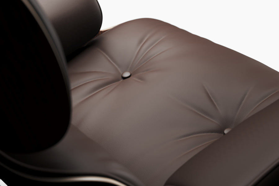 Valencia Armoni Eames Replica Top Grain Leather Lounge Chair & Ottoman, Dark Chocolate Color