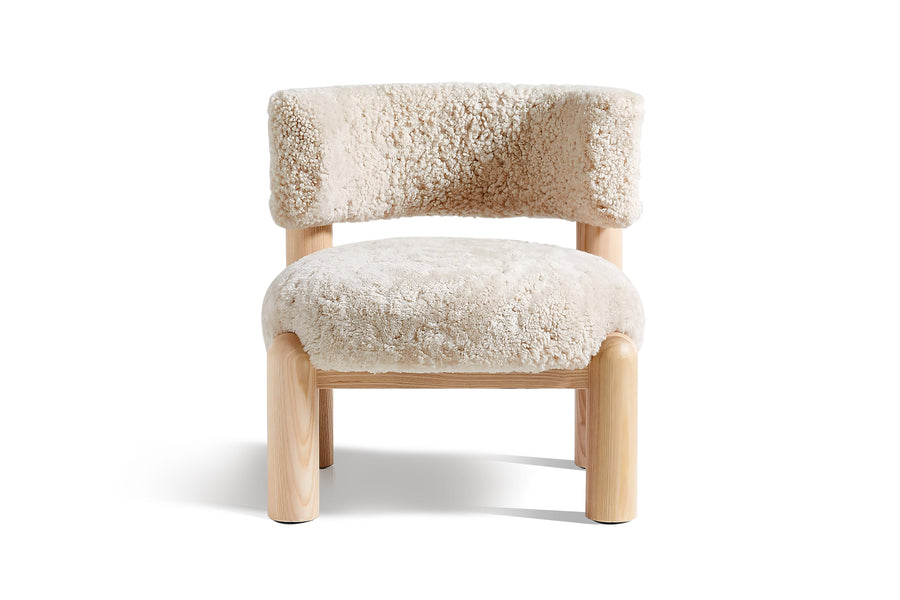 Valencia Tessa Shearling Fabric Accent Chair, Cream