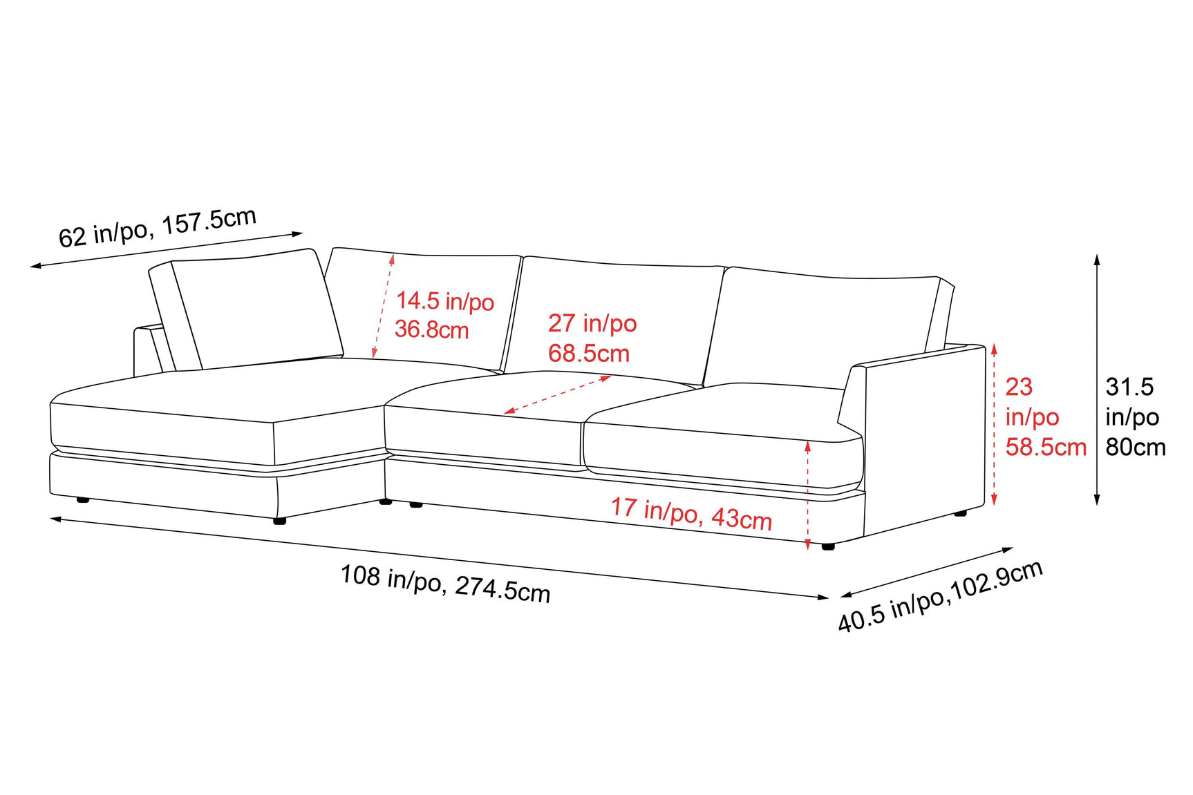 Serena Leather Sectional Lounge