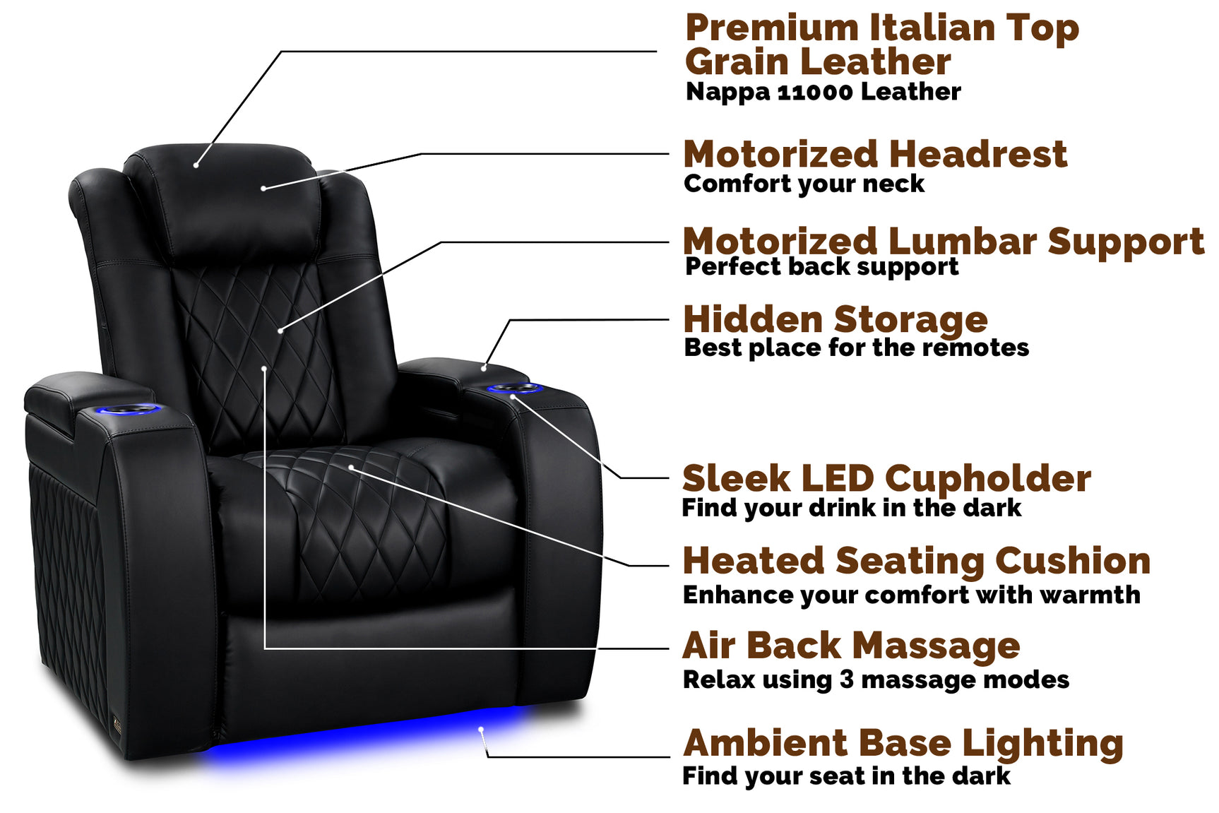 Tuscany Heat & Massage Home Theater Lounge