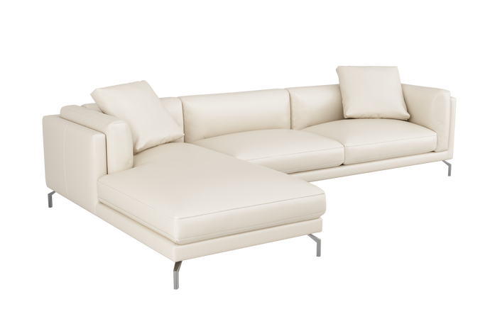 Valencia Zadar Leather Lounge with Left Chaise, Beige