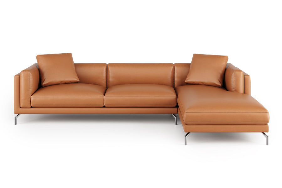 Valencia Zadar Leather Lounge with Right Chaise, Cognac