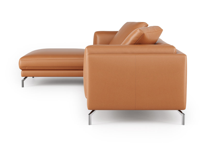 Valencia Zadar Leather Lounge with Left Chaise, Cognac