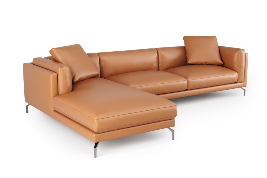 Valencia Zadar Leather Lounge with Left Chaise, Cognac