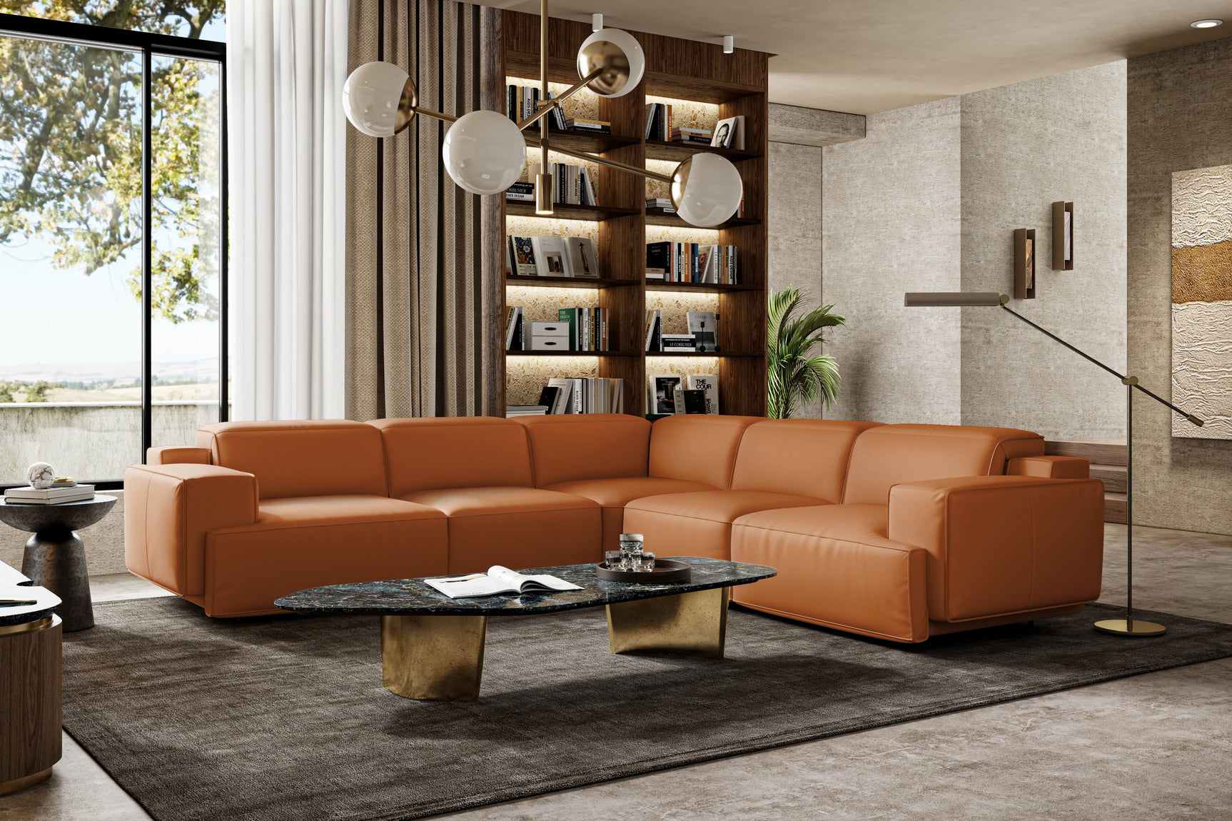 Valentina Leather Corner Recliner Sectional