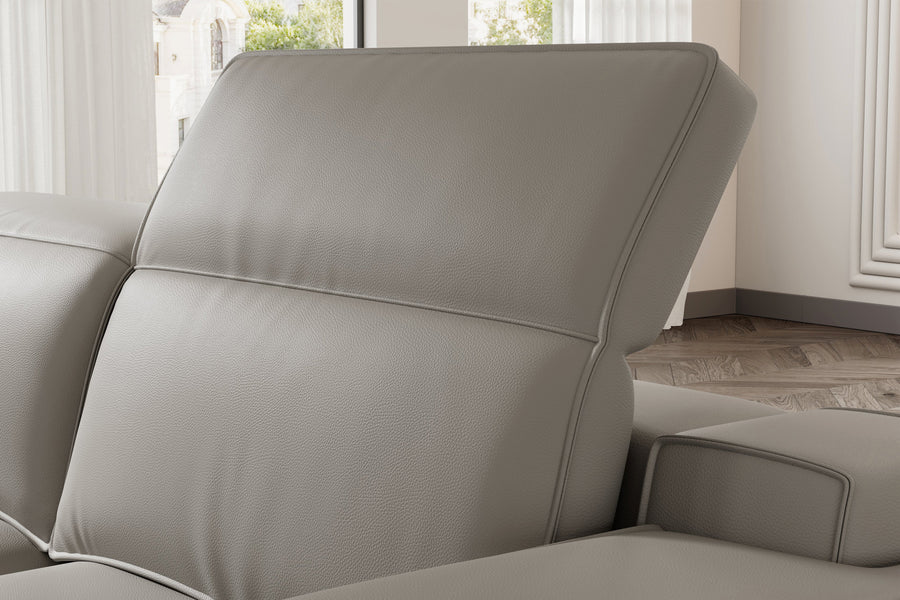 Valencia Valentina Leather Sectional L-Shape Recliner Sofa, Light Grey