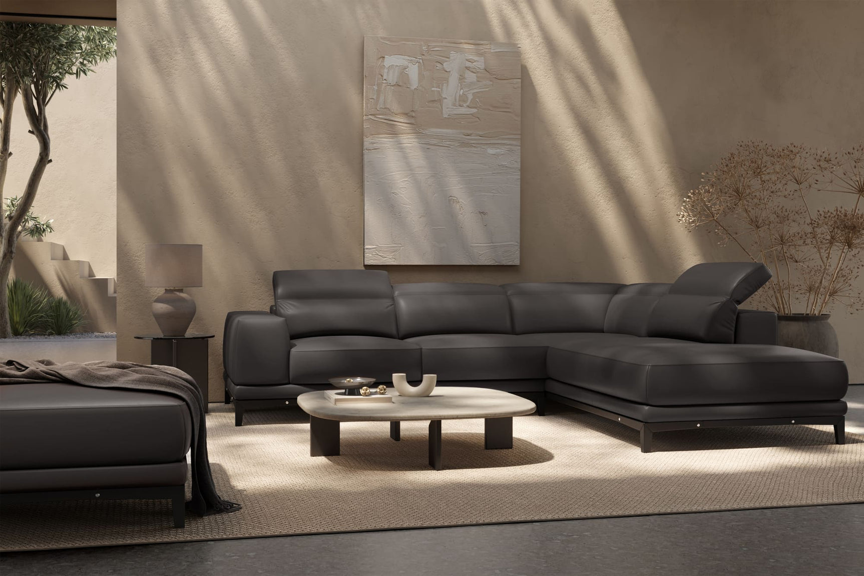 Valletta Leather Corner Sectional Lounge