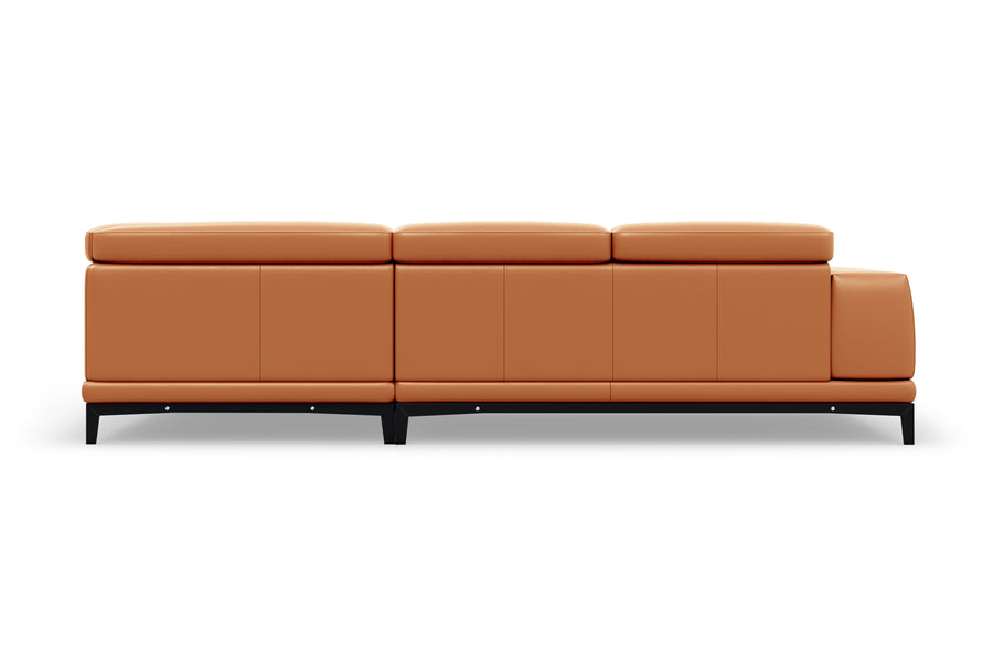 Valletta Sectional Leather Lounge, L-Shape & Right Chaise, Cognac