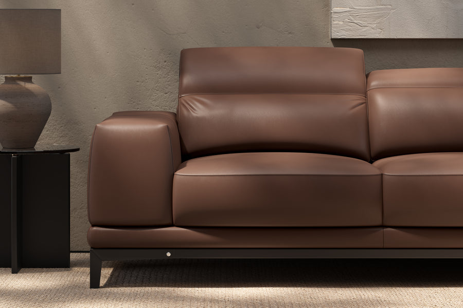 Valletta Sectional Leather Lounge with Right Open End, Brown