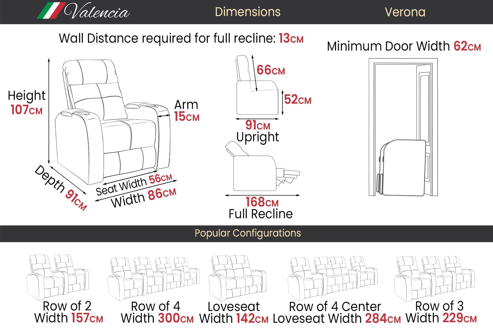 Verona Power Headrest Home Theater Lounge