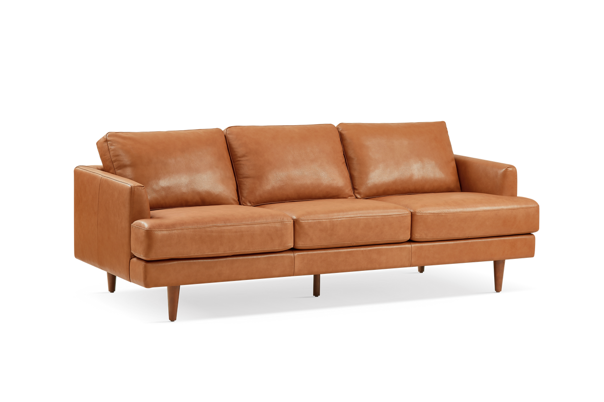 Valencia Grosseto Top Grain Leather Sofa, Three Seats, Cognac