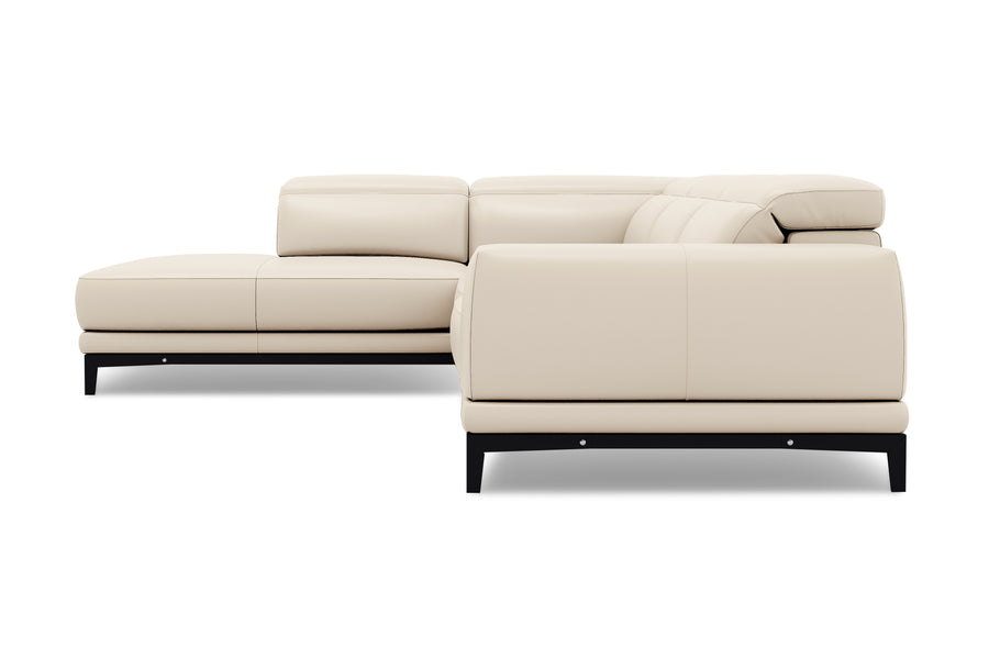 Valletta Sectional Leather Lounge, L-Shape & Left Chaise, Beige