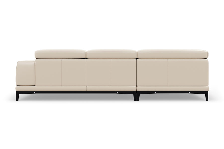 Valletta Sectional Leather Lounge, L-Shape & Left Chaise, Beige