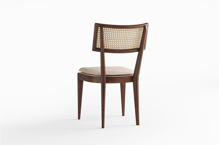 Valencia Harper Modern Woven Cane Dining Chair, Walnut Color