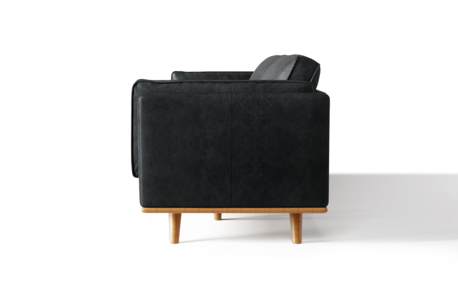 Valencia Artisan Wide Three Seats Leather Lounge, Black