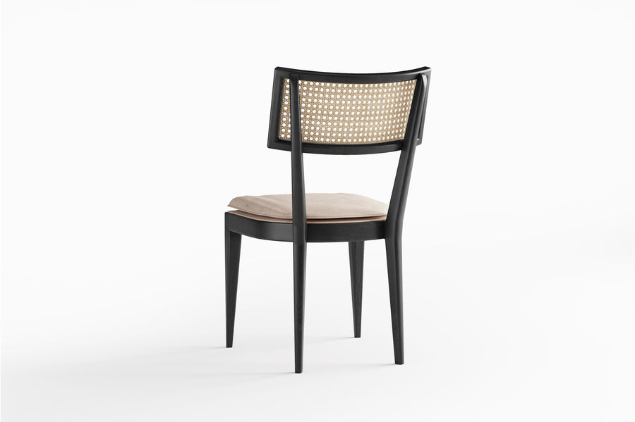 Valencia Harper Modern Woven Cane Dining Chair, Black/Natural Color