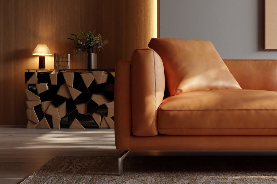 Valencia Zadar Leather Wide Seats Lounge, Cognac Color