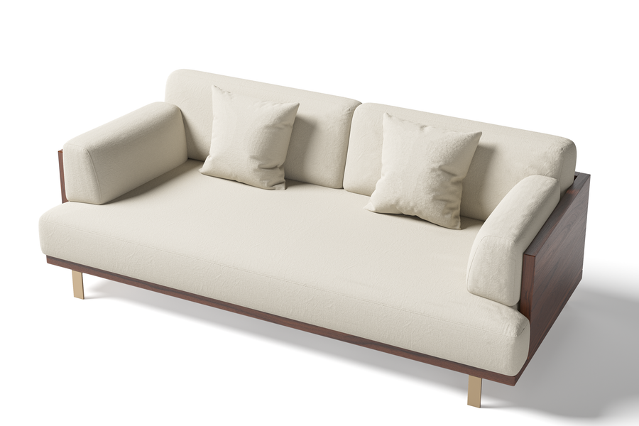 Valencia Emilia Fabric Modern Sofa, Beige Color