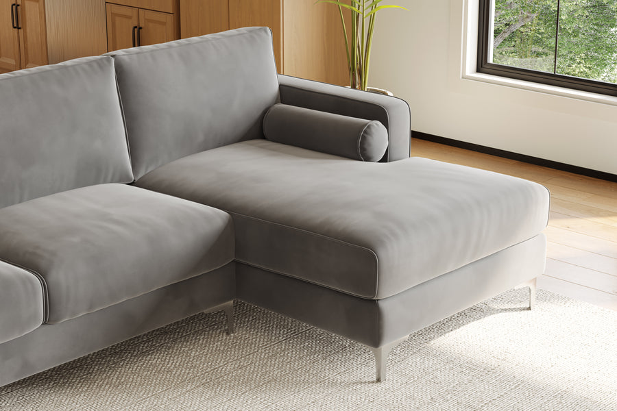 Valencia Helio Fabric U Shape Sofa, Grey