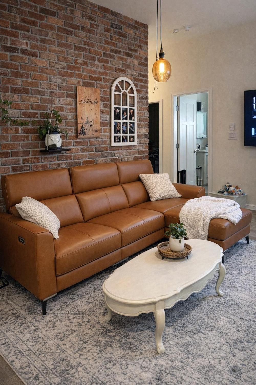 Andria Leather Reclining Sectional Lounge