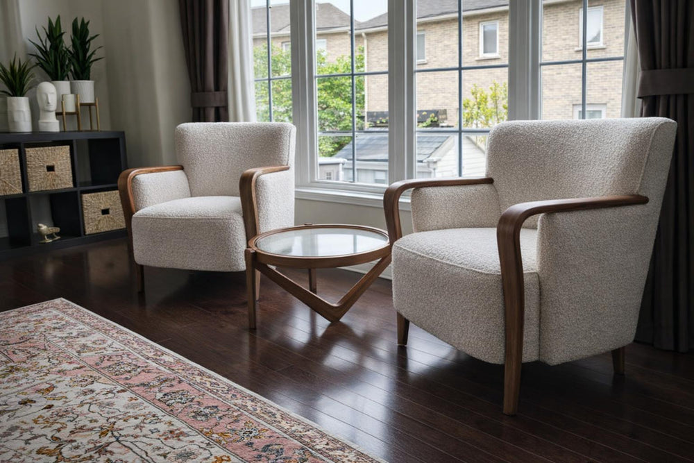 Emma Fabric & Wood Accent Chair