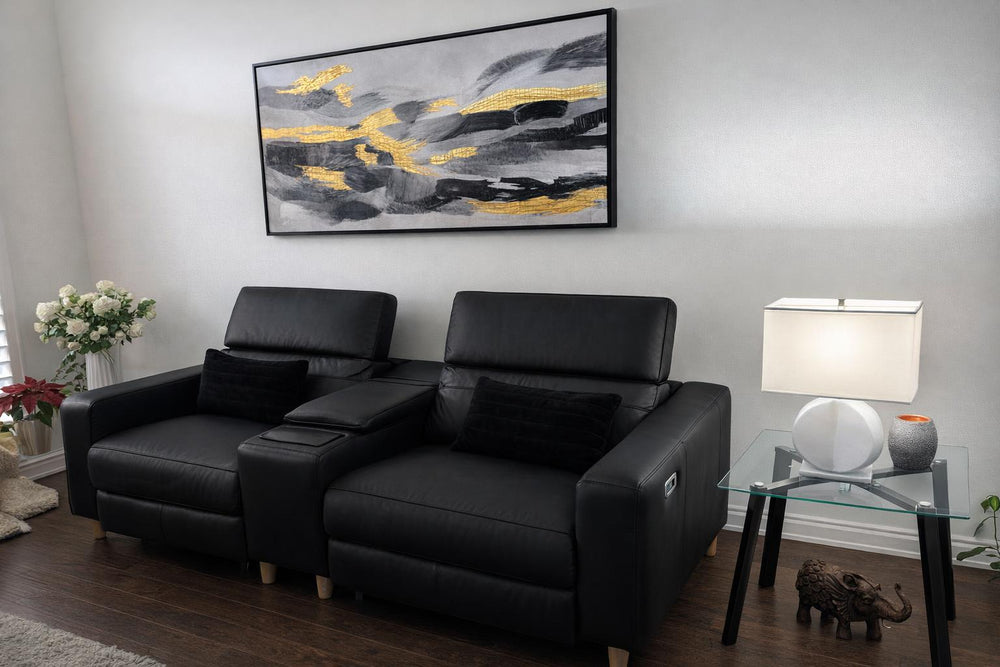 Elodie Leather Dual Recliner Lounge with Console