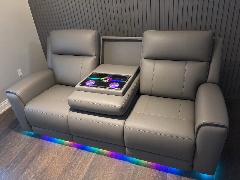 Harbour Immersive Audio Leather Dual Recliner Loveseat Lounge with Heat & Massage & Ventilation