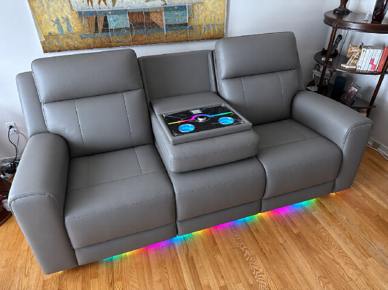 Harbour Immersive Audio Leather Dual Recliner Loveseat Lounge with Heat & Massage & Ventilation