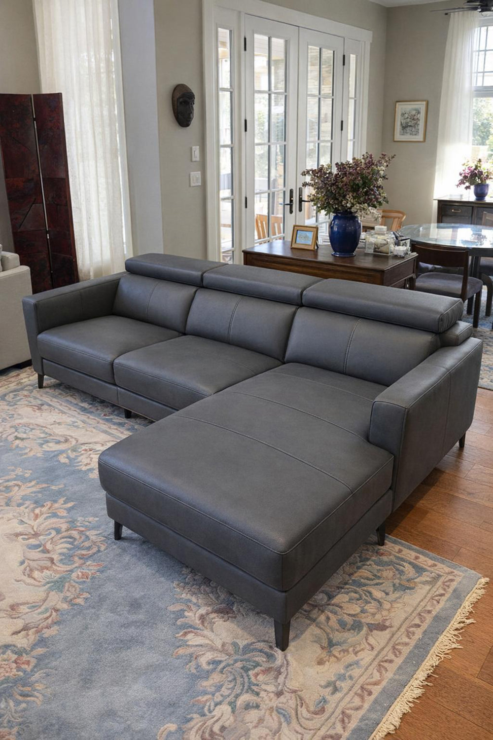 Andria Leather Reclining Sectional Lounge
