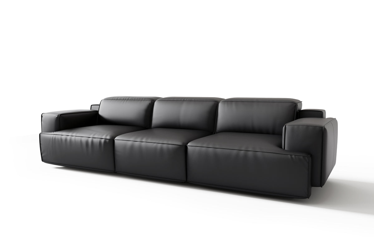 Valencia Valentina Leather Three Seats Recliner Lounge, Black